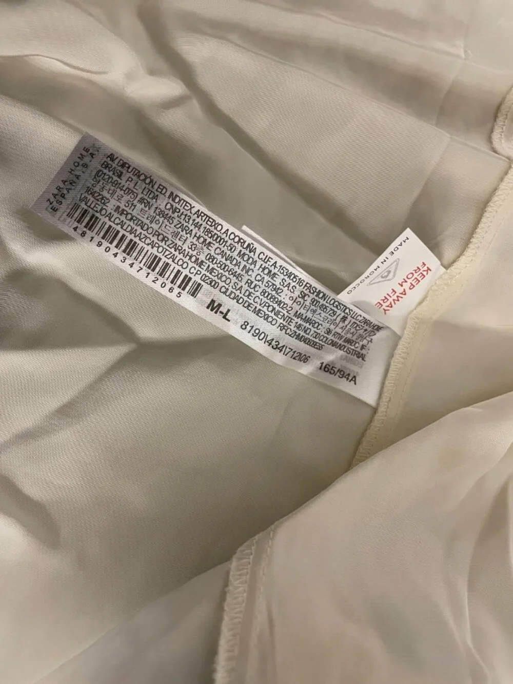 Zara Home Womens Kimono Robe M L Ivory Satin Open Front Relaxed 8190/434 NWT